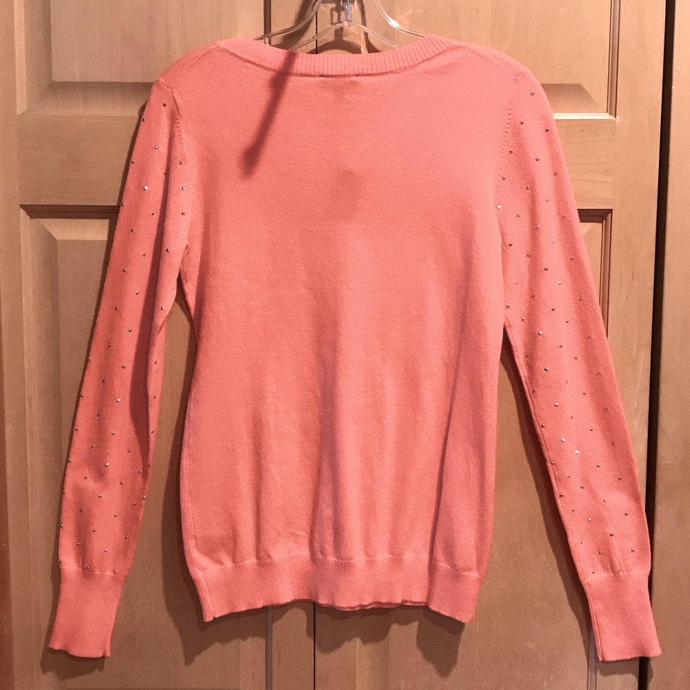 New Express Women's Vibrant Coral Crew Neck Sweater - Picture 4 of 6
